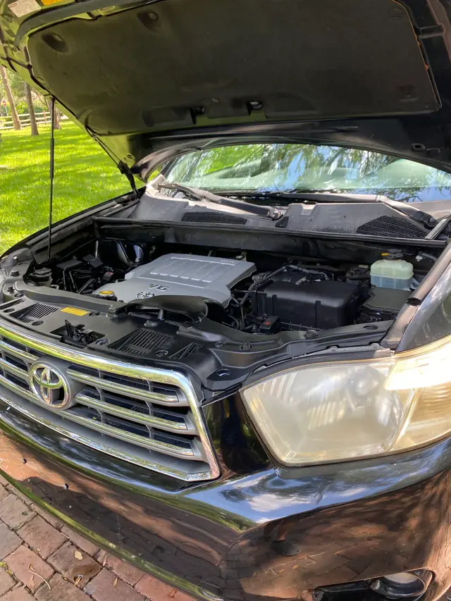 Toyota engine bay with the hood up